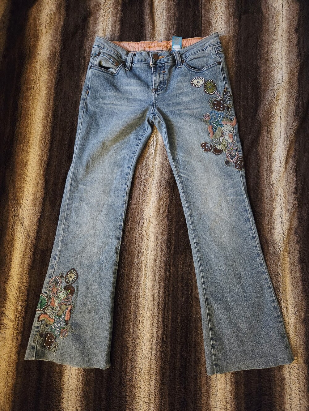 Y2K VINTAGE Flare Embroidered Low Rise Jeans Size 11